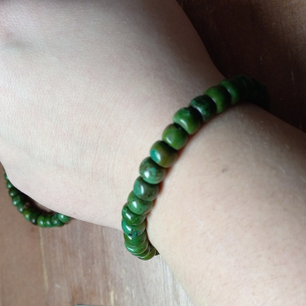 Turquoise Small Bead Stretchy Bracelet - Picture 2 of 4